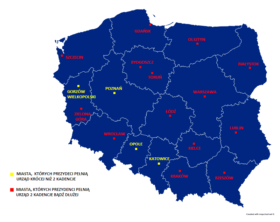 Prezydenci których miast wojewódzkich nie będą mogli ubiegać się o reelekcję w przyszłorocznych wyborach, jeśli proponowane zmiany wejdą w życie?